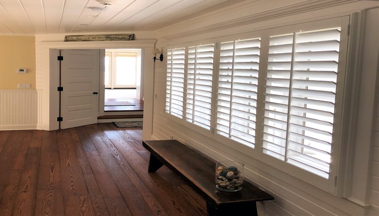 Faux wood plantation shutters in Dallas